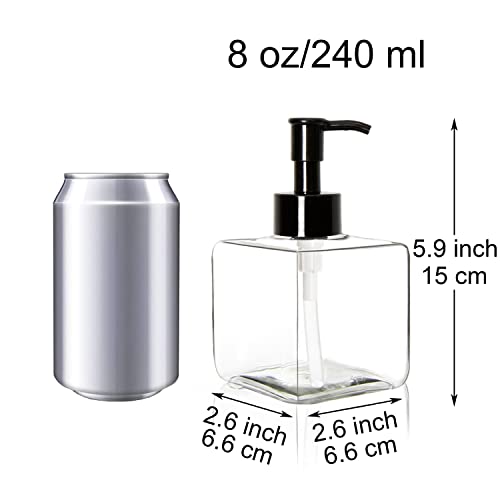 8 oz Clear Plastic Pump Bottles 5 Pack Refillable Shampoo & Lotion Dispensers