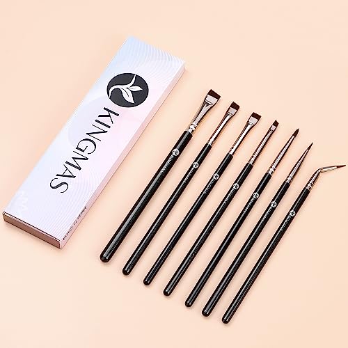 KINGMAS 7PCS Eyeliner Brush Set - Angled, Flat, Fine Tip Makeup Brushes