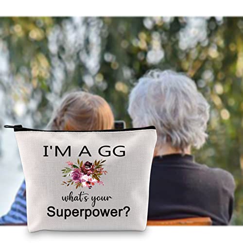 Gigi Gifts for Grandma Makeup Bag - I'm a GG What's Your Superpower, White