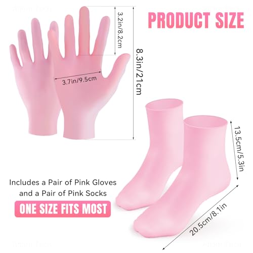 Pink Silicone Moisturizing Socks & Gloves Set for Dry Skin Hydration - Aphlos