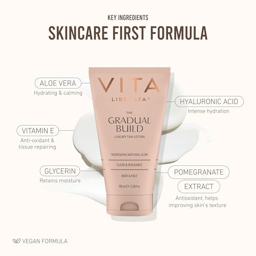 VITA LIBERATA Fabulous Gradual Tanning Lotion 3.38 fl oz - Buildable, Sun-Kissed, Untinted, Hydrating Formula with Hyaluronic Acid
