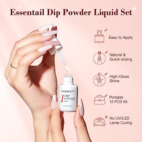 AZUREBEAUTY Amber Glitter Dip Powder Nail Kit - Starter Set for DIY Manicure