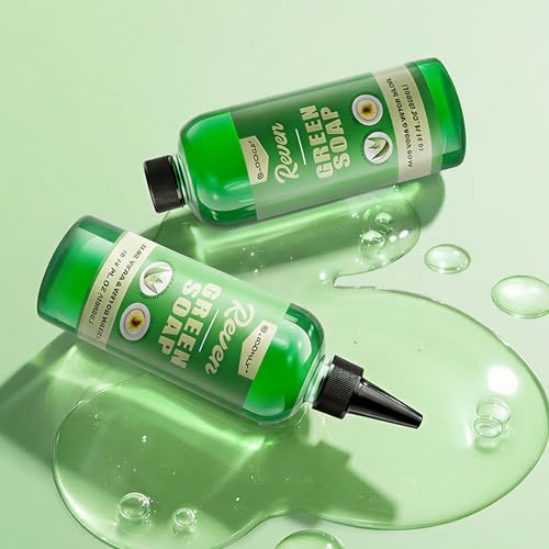 Jconly 16.9oz Alcohol-Free Green Tattoo Soap with Witch Hazel & Aloe Vera - Skin Care & Ink Removal Solution, Foaming Bottle Included
