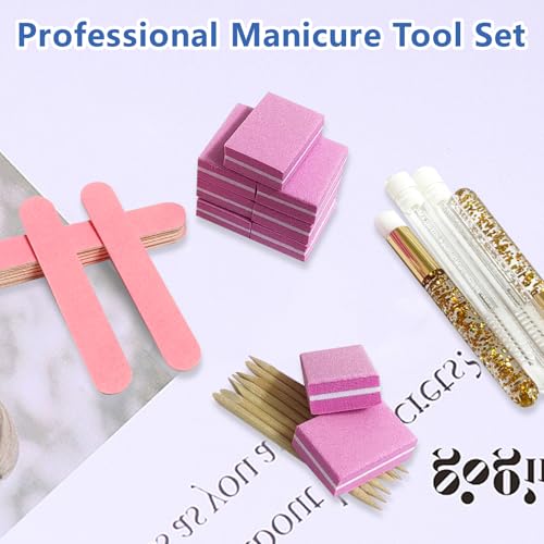 Hozziii Pink Disposable Manicure Tool Kit with 80/100 Grit Files, 40-Count