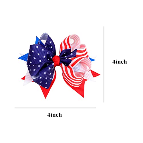 Patriotic 4th of July Hair Bows Clips for Kids Girls - USA Flag Hair Accessories