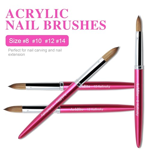 Aridito 100% Kolinsky Acrylic Nail Brush - Professional Flat Brush #12