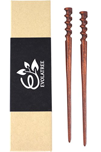 Fine Cut Spiral Hair Pin Chopsticks - Hand Carved Wood Sticks