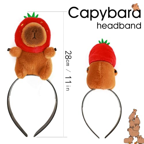 JEGERMIG Strawberry Capybara Headband - Fun Cartoon Animal Hair Accessory