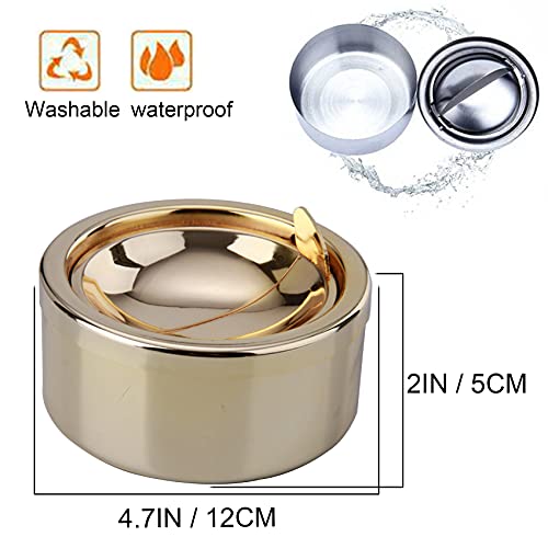 Windproof Stainless Steel Outdoor Ashtray with Lid - Compact & Durable
