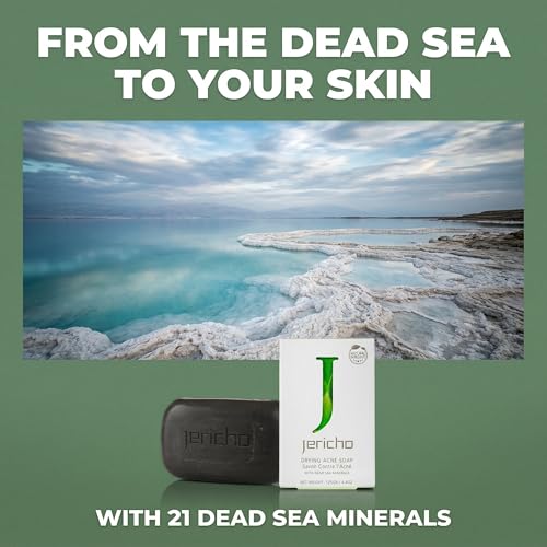Jericho Acne Drying Bar Soap Pack of 1 - Dead Sea Mineral Facial & Body Cleanser for Oily Skin, Teens & Adults
