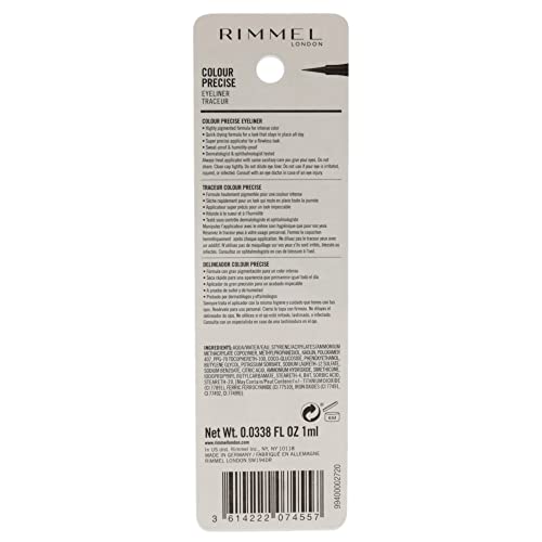Rimmel London Color Precise White Eyeliner - Long-Wearing, Easy Application, 1 Pack