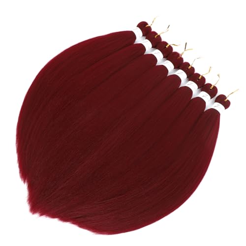 Riseety 20-Inch Pre-Stretched Braiding Hair - 8 Packs Burgundy Yaki Synthetic