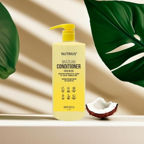 Nutrius Coco Bliss Coconut Conditioner for Dry Hair, 33.8 fl oz