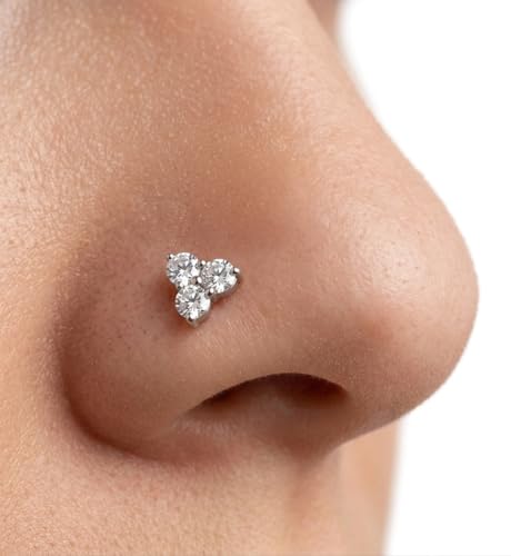 DJCIW Gold Style 20PCS Nose Piercing Kit with L-Shaped CZ Studs & Hoop Rings