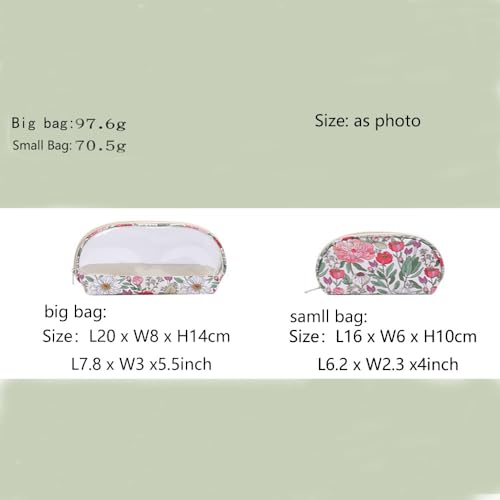 Large Capacity Waterproof Travel Makeup Bag Set of 2 with Floral Print for Women