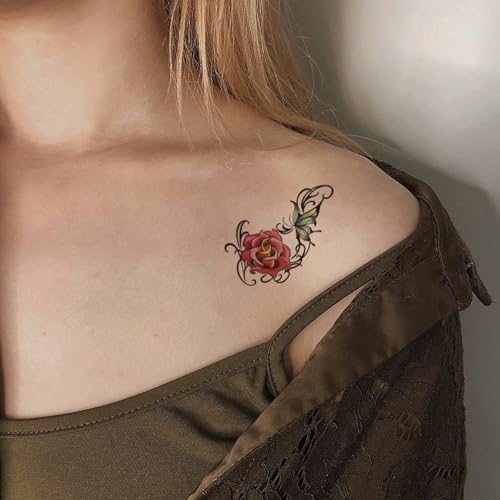 40 Pcs Flower Temporary Tattoos – Roses & Butterflies Stickers