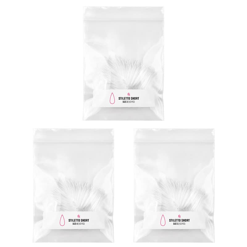 Kiara Sky Gelly Tips Refill Packs - Stiletto Soft Gel Tips Sizes 3, 4, 5