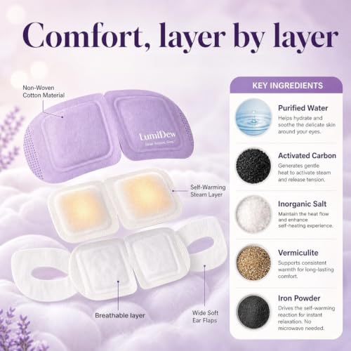 LumiDew Self-Heating Steam Eye Mask - Variety Pack (16 Count) for Dry Eyes