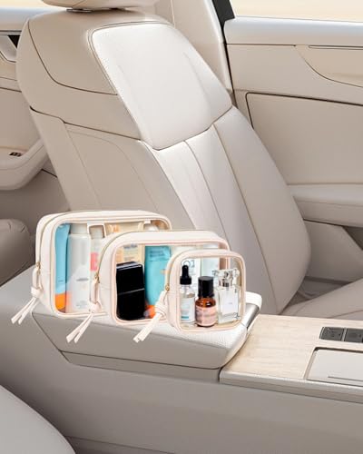 3Pcs Clear Makeup Bag Set for Travel - Waterproof White Set