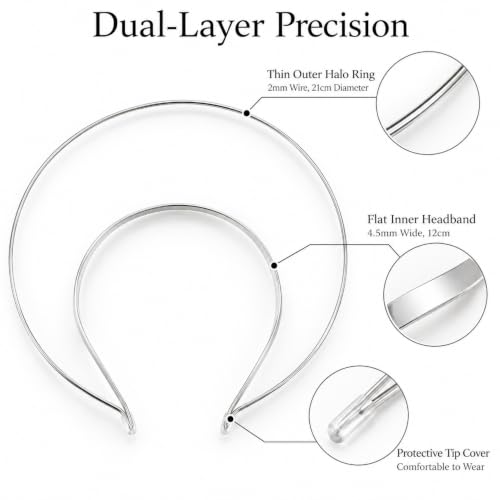 Lawie 6 Pack Silver Double-Layer Halo Crown Headbands Tiara Hair Accessories DIY Bridal Party