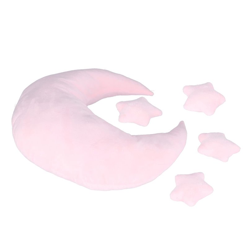 NSXAYIWE Newborn Photography Props, Crescent Moon Pillow for Newborns, Soft Newborn Photography Posing Pillowswith Moon and Star Celestial Decor for Infant Photography (Pink)