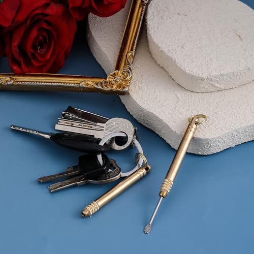 2-Pack Brass Ear Wax Removal Tools with Key Ring - Portable Ear Scoops