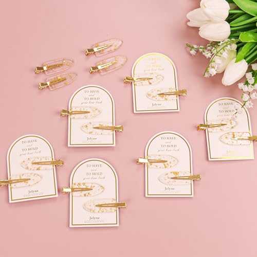 Jelyne 24Pcs Gold Glitter No Crease Hair Clips for Bridesmaids & Styling - Includes 12 Card Sets