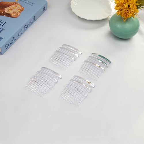 12 Pcs Transparent Plastic Hair Side Combs - Lightweight & Durable
