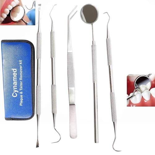 5-Piece Dental Hygiene Set - Stainless Steel Tartar Remover & Tools