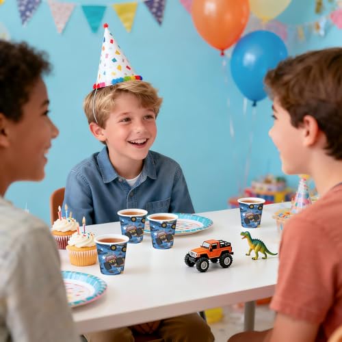 RUSPEPA Monster Truck 3oz Paper Cups - 100 Pack Disposable Party Cups