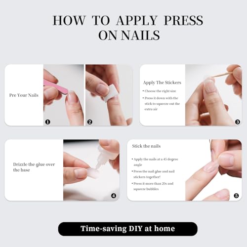 Pink Short Square Press On Nails with Gold Accent - 30 Pcs