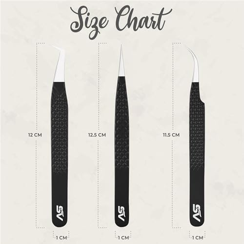 Super Venus 3-Piece Lash Tweezers Set - Precision Japanese Steel for Eyelash Extensions