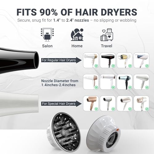 Universal Hair Diffuser for Curly & Wavy Hair - Lightweight Attachment
