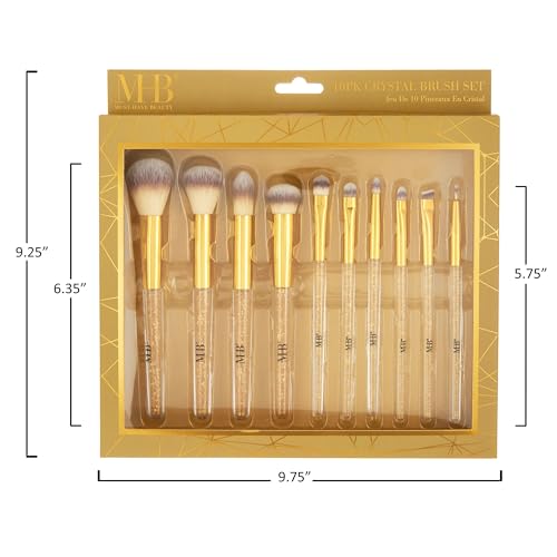 Gold 10pc Professional Makeup Brush Set - Soft Bristle for Women