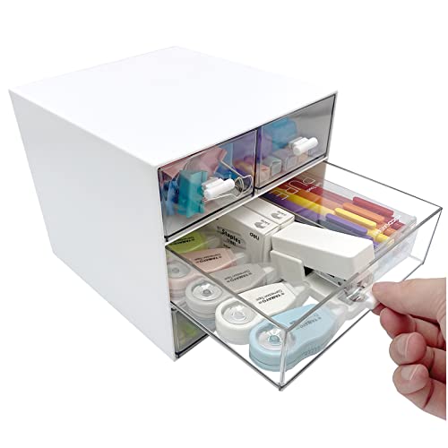Marknor 4-Drawer Makeup Organizer - White Desktop Cosmetic Storage Box
