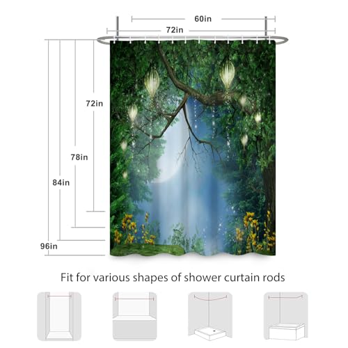 Renaiss Enchanted Forest Shower Curtain โ 72x72 Inch Waterproof Bathroom Decor