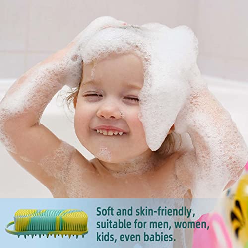 Silicone Body Scrubber & Shampoo Brush 2-in-1 Exfoliating Loofah for Shower