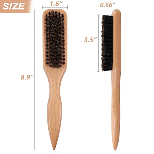 OWIIZI Brown Wooden Boar Bristle Hair Brush for Sleek & Smooth Hairstyles