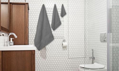 Lenenz 8-Piece Cotton Towel Set - Ultra Soft, Quick Dry, Light Grey
