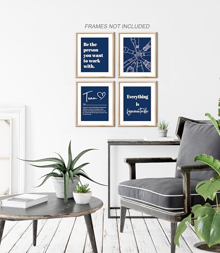Motivational Wall Art Prints Set of 4 - 8x10 Unframed Decor