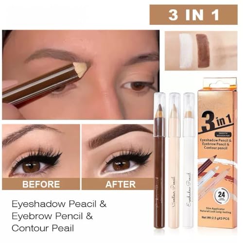 Eyebrow Lift & Contour Pencil Set - 3 Long-Lasting Makeup Pencils