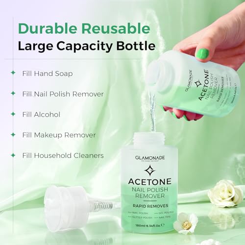 Glamonade Acetone Nail Polish Remover with Aloe Vera - 6.34 Fl Oz