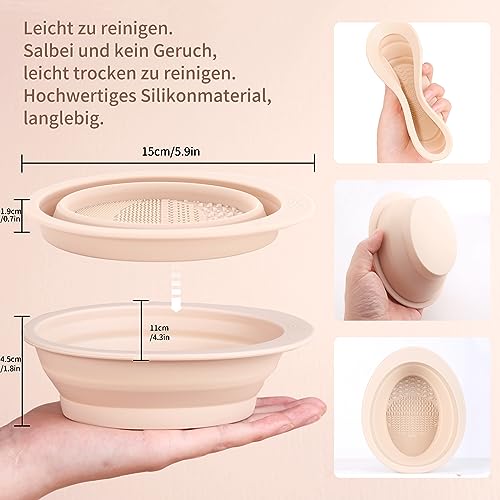 Foldable Silicone Makeup Brush Cleaner Bowl Portable Cleaning Mat for Sponges & Puffs