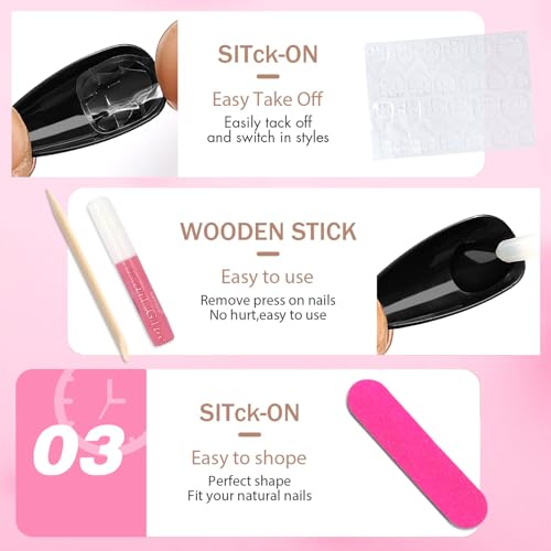 LoveOurHome 120pc White Stiletto Press On Nails Long Fake Nails with Glue & Tools
