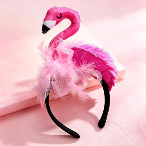 Pink Flamingo Headband Hair Accessory for Tropical Party & Costume - CARMELIT
