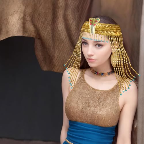 Women's Egyptian Beaded Headpiece Cleopatra Crown Costume Accessory