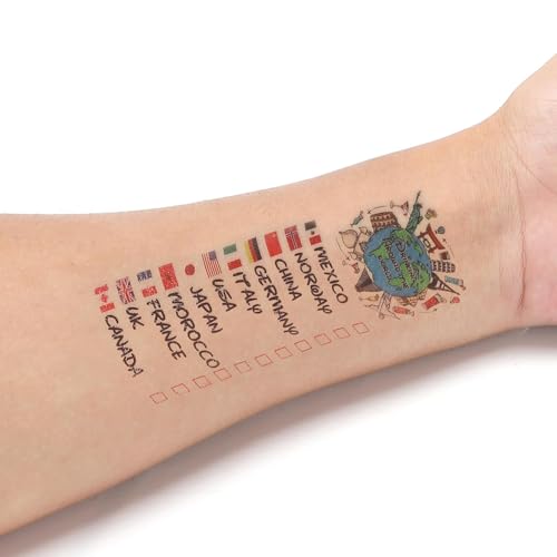 Epcot Travel Temporary Tattoos - Pack of 8 Global Adventure Markers