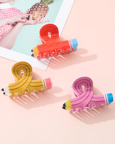 WELROG 3-Pack School-Themed Hair Claw Clips - Fun Designs for All Hair Types