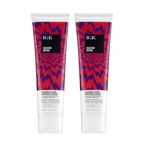 IGK Good Spin Flexible Curl Defining Gel?e 2 pack ? Medium Hold, Frizz Control & High Shine for Curly & Wavy Hair ? Silicone-Free, Vegan & Color-Safe