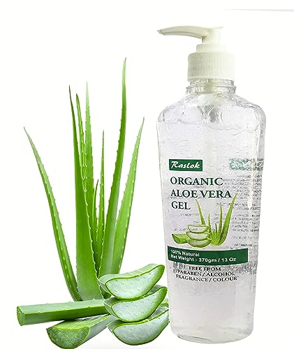 Raslok Aloe Vera Gel - 100% Natural Moisturizing Skin & Hair Care - 13 oz